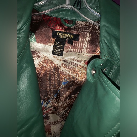 Twiggy London Green Leather Jacket L - Picture 2 of 8